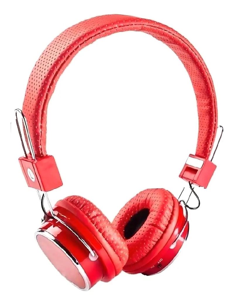AUDIFONOS BLUETOOTH ROJOS CON REPRODUCTOR MP3 Y RADIO FM - 1