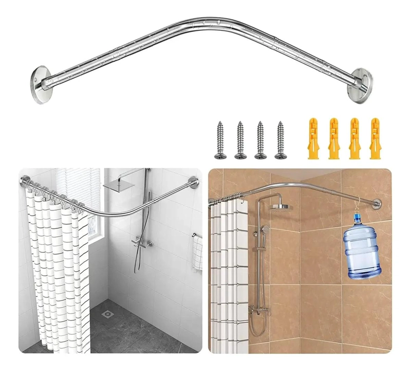 BARRA DE CORTINA DE DUCHA AJUSTABLE 80-120 CM DE ACERO INOXIDABLE - 1
