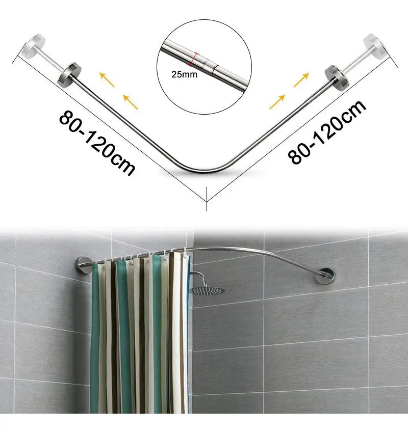 BARRA DE CORTINA DE DUCHA AJUSTABLE 80-120 CM DE ACERO INOXIDABLE - 2