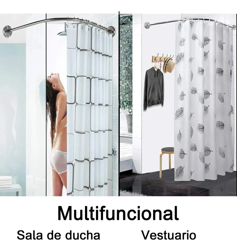 BARRA DE CORTINA DE DUCHA AJUSTABLE 80-120 CM DE ACERO INOXIDABLE - 8