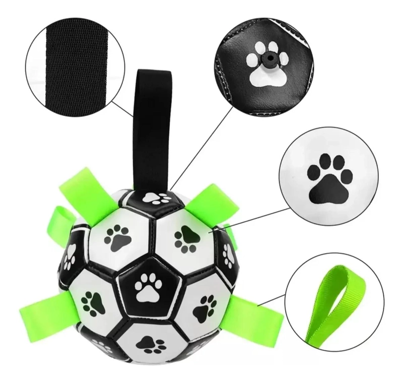 BALON DE FUTBOL INTERACTIVO PARA PERROS CON ASA Y CUERDA - 2