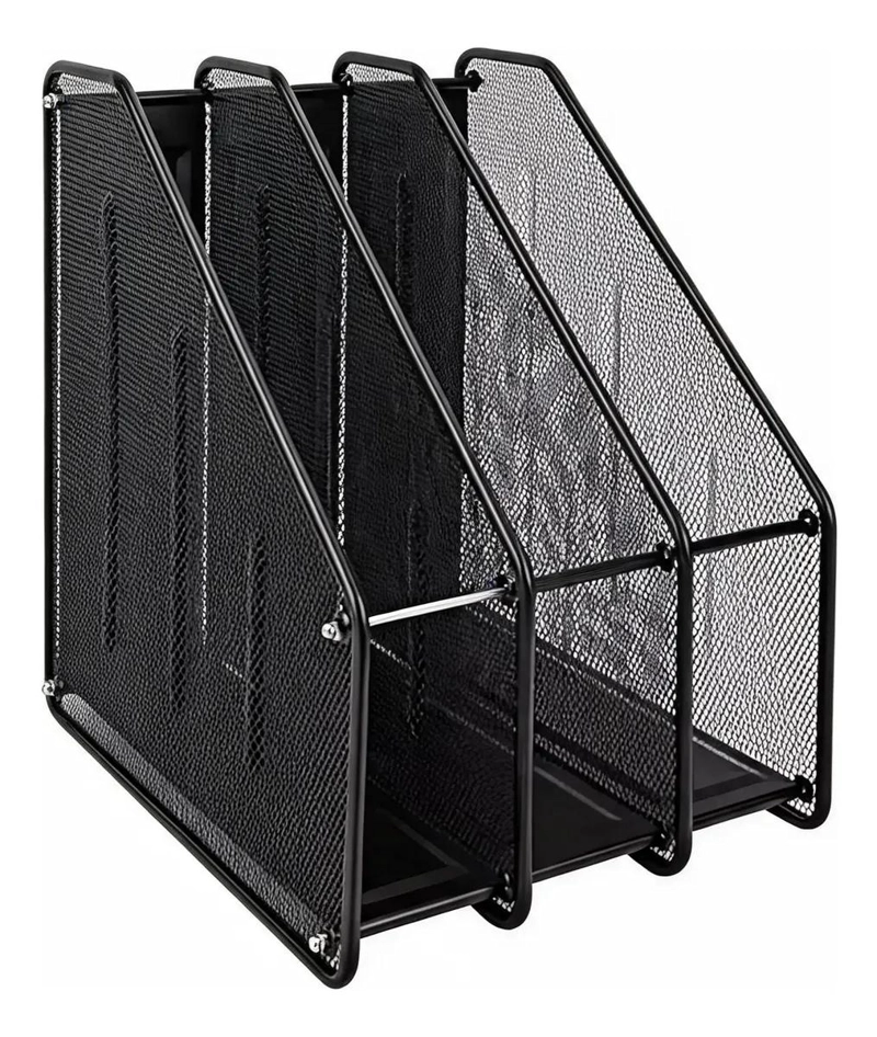 ORGANIZADOR VERTICAL DE ESCRITORIO CON 3 COMPARTIMENTOS METALICOS - 1