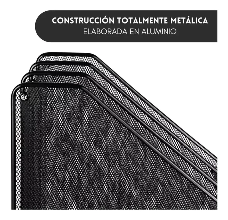 ORGANIZADOR VERTICAL DE ESCRITORIO CON 3 COMPARTIMENTOS METALICOS - 4