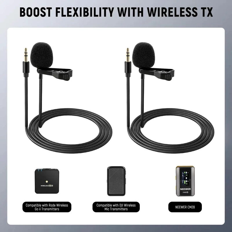 MICROFONO LAVALIER INALAMBRICO PARA GRABACION DE VOZ HD - 3