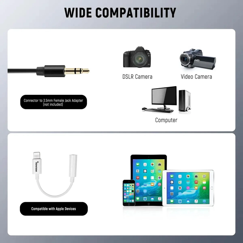 MICROFONO LAVALIER INALAMBRICO PARA GRABACION DE VOZ HD - 6