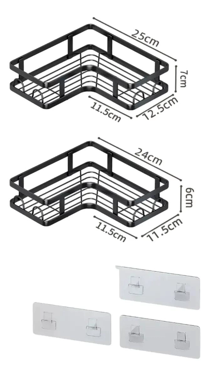 ESTANTE METALICO PARA BAÑO CON SOPORTE PARED, SET DE 2 - 3