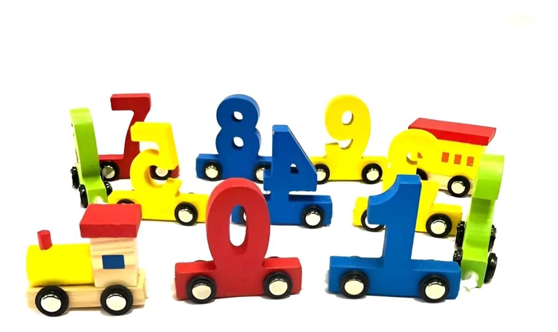 TREN DE JUGUETE DE MADERA COLORIDO PARA NIÑOS - 1