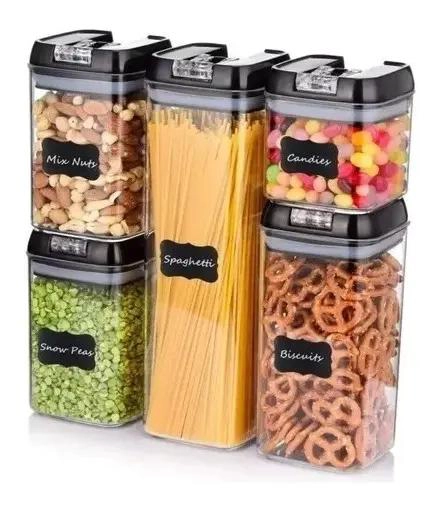 SET DE 5 CONTENEDORES HERME TICOS PARA ALIMENTOS EN COCINA - 1