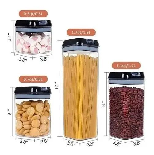 SET DE 5 CONTENEDORES HERME TICOS PARA ALIMENTOS EN COCINA - 2