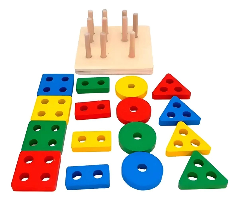 JUEGO DE BLOQUES DE MADERA PARA DESARROLLO INFANTIL - 1