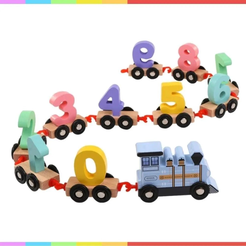 TREN DIDACTICO DE MADERA MULTICOLOR PARA APRENDER NUMEROS - 3