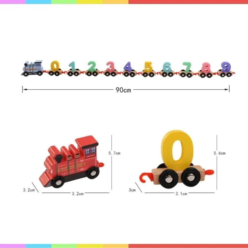 TREN DIDACTICO DE MADERA MULTICOLOR PARA APRENDER NUMEROS - 4