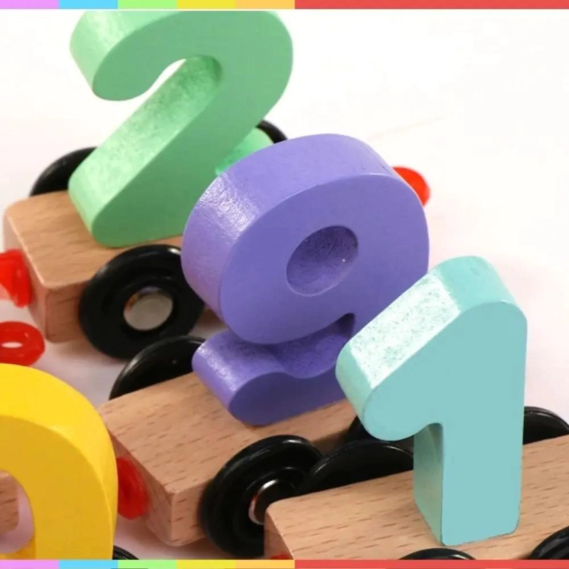 TREN DIDACTICO DE MADERA MULTICOLOR PARA APRENDER NUMEROS - 5