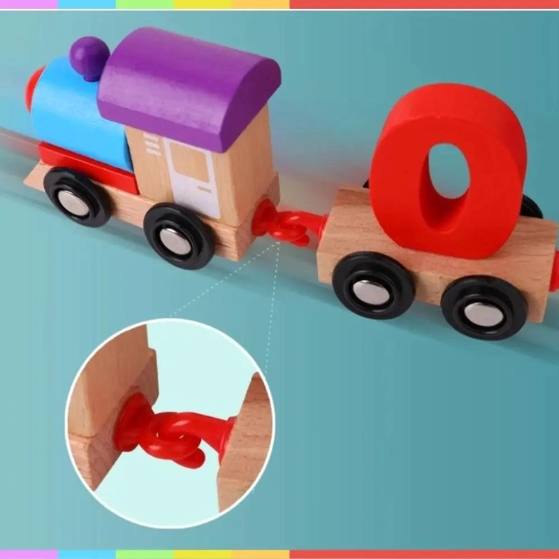 TREN DIDACTICO DE MADERA MULTICOLOR PARA APRENDER NUMEROS - 6