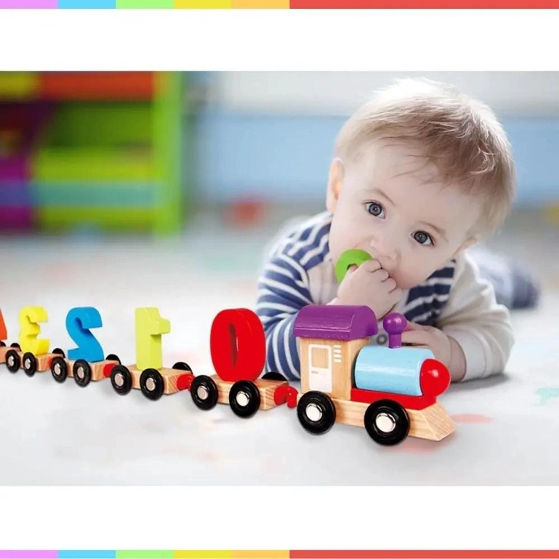 TREN DIDACTICO DE MADERA MULTICOLOR PARA APRENDER NUMEROS - 7