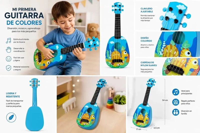GUITARRA INFANTIL DINOSAURIO CREATIVA PARA NIÑOS - 5