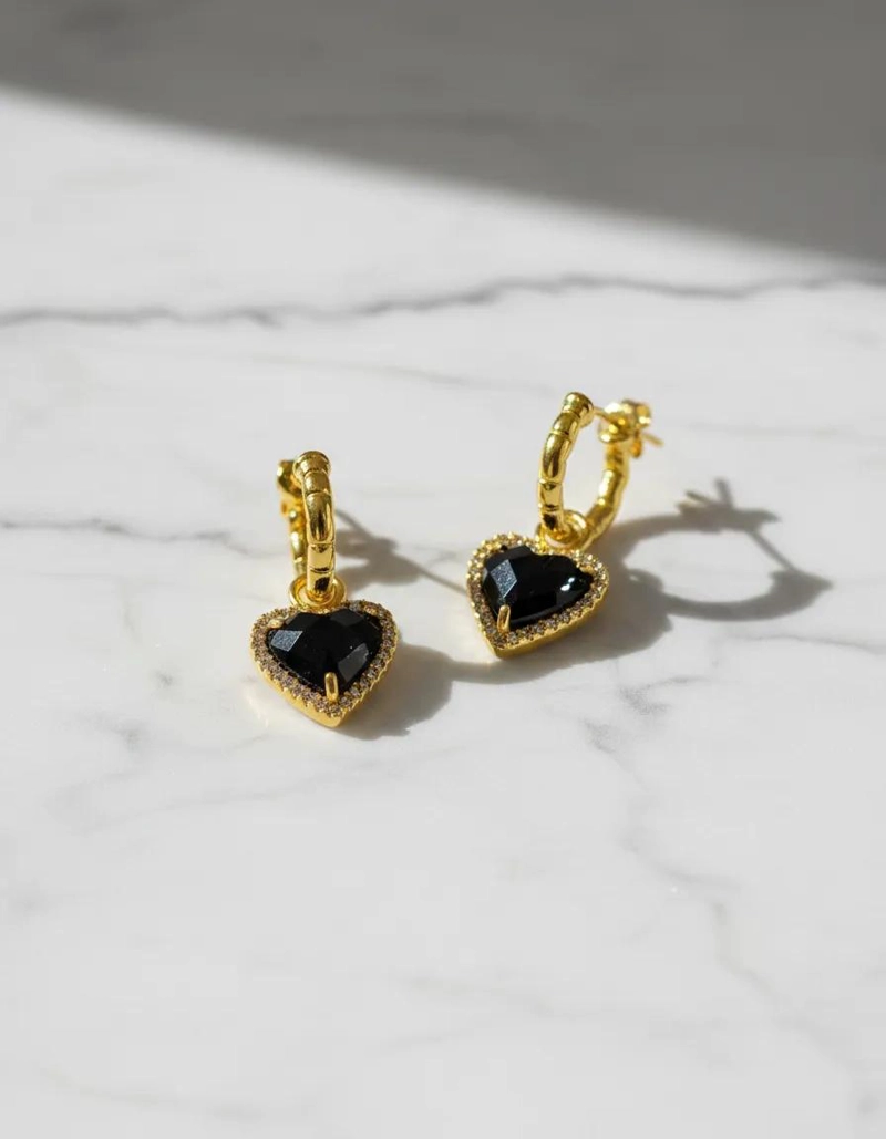 AROS DE CORAZON CON CRISTALES NEGROS Y CIRCONES EN PLATA 925 - 3