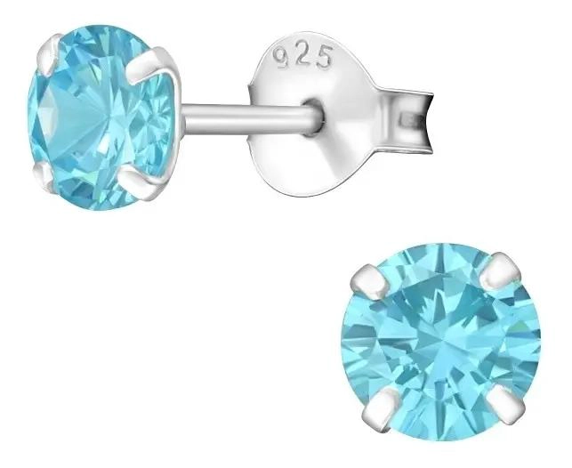 ARETES CELESTE PUNTOS DE LUZ EN PLATA 925 DE 5 MM - 1