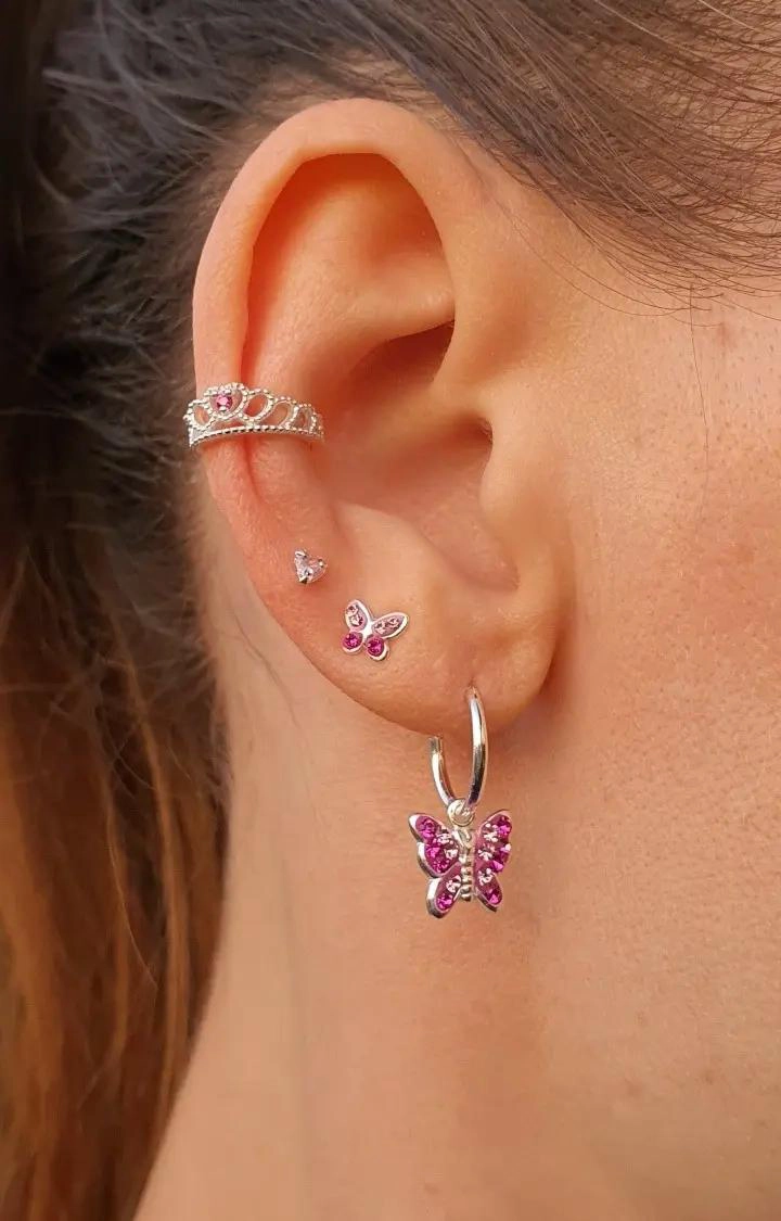 AROS DE MARIPOSA EN PLATA 925 PARA PERFORACIONES MULTIPLES - 3
