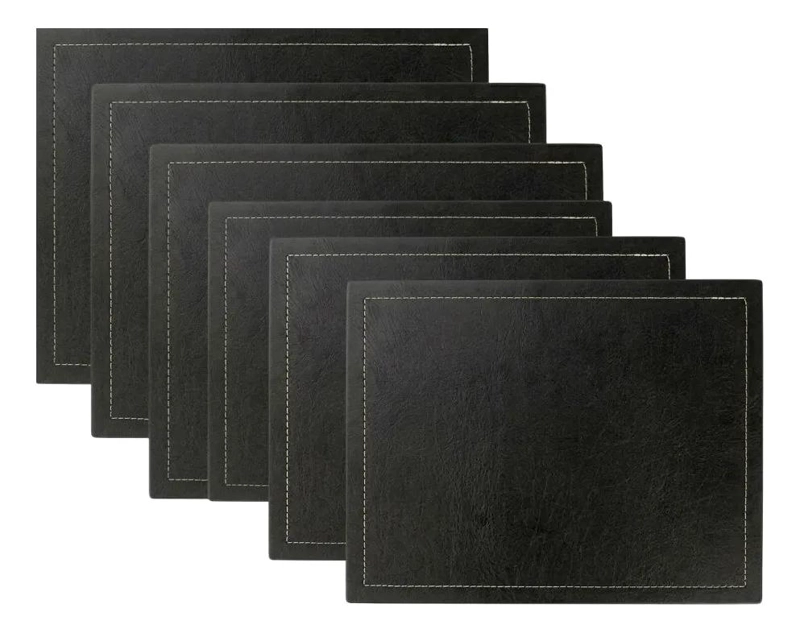 SET DE 6 INDIVIDUALES CLASICOS COLOR NEGRO 30X40 CM - 1