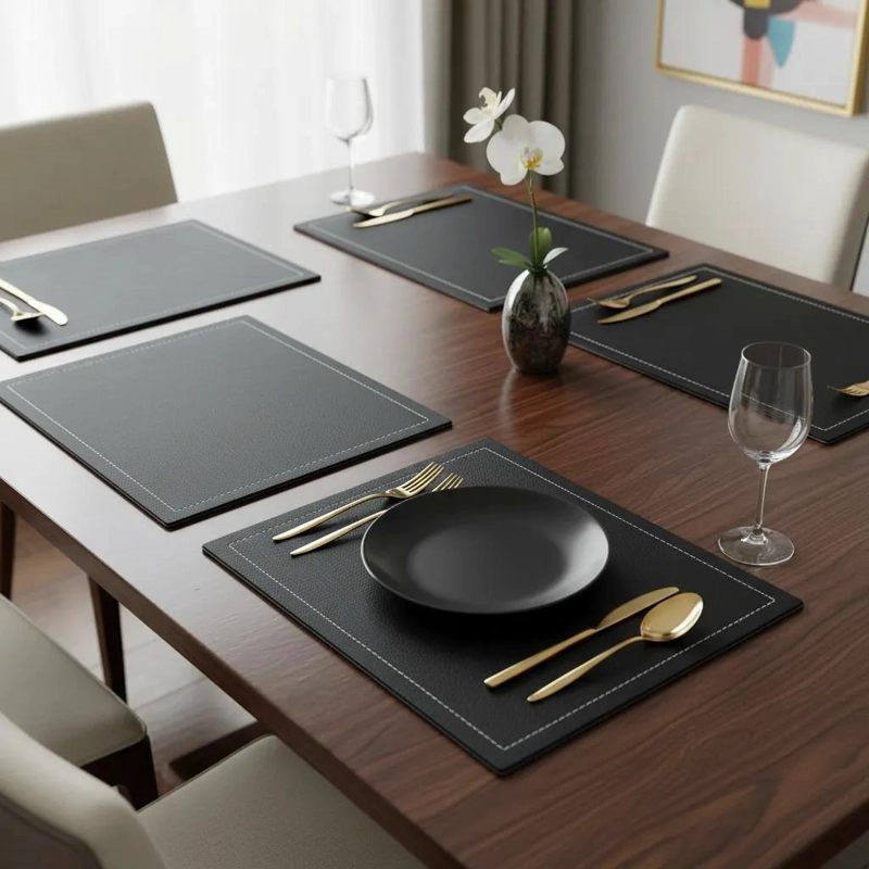 SET DE 6 INDIVIDUALES CLASICOS COLOR NEGRO 30X40 CM - 6