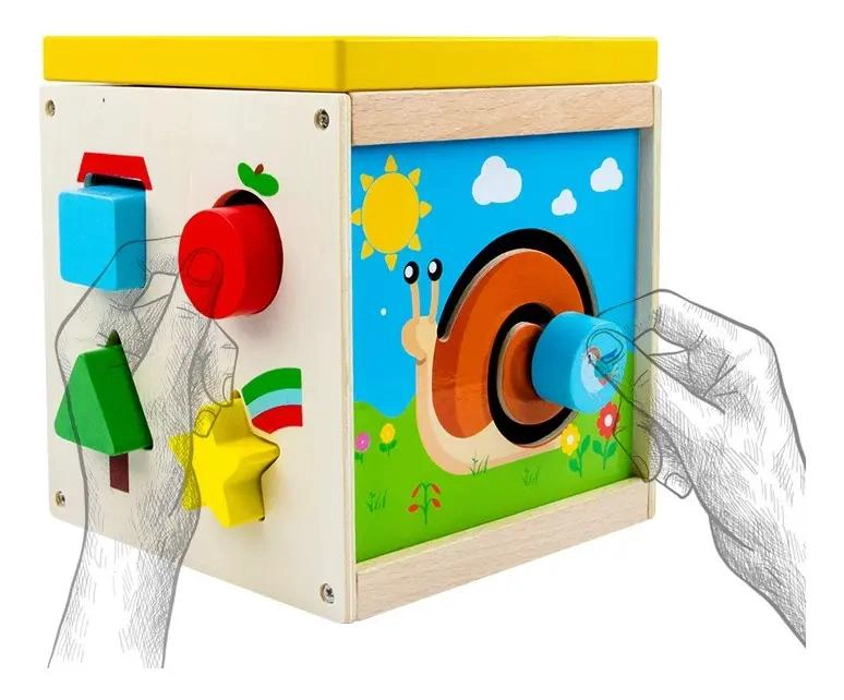 CUBO DIDACTICO INTERACTIVO DE MADERA PARA BEBE S - 3