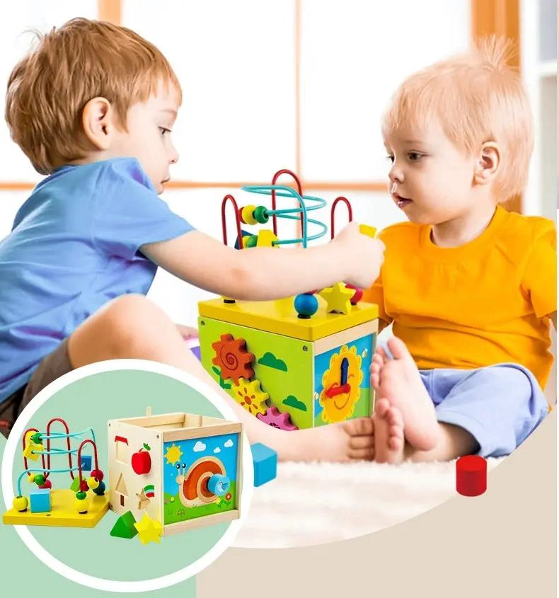 CUBO DIDACTICO INTERACTIVO DE MADERA PARA BEBE S - 5