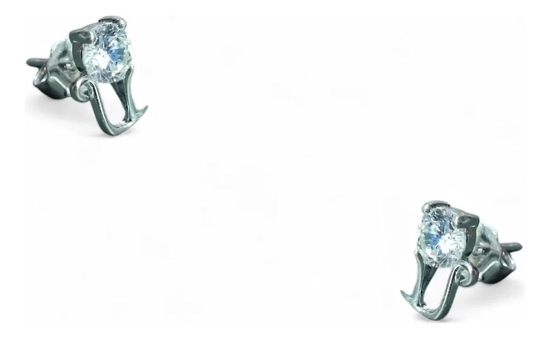 AROS DE PLATA 925 EN FORMA DE MANZANA CON CIRCONES - 1