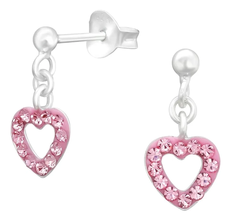 PENDIENTES DE PLATA CON COLGANTE DE CORAZON Y CRISTAL BRILLANTE - 2