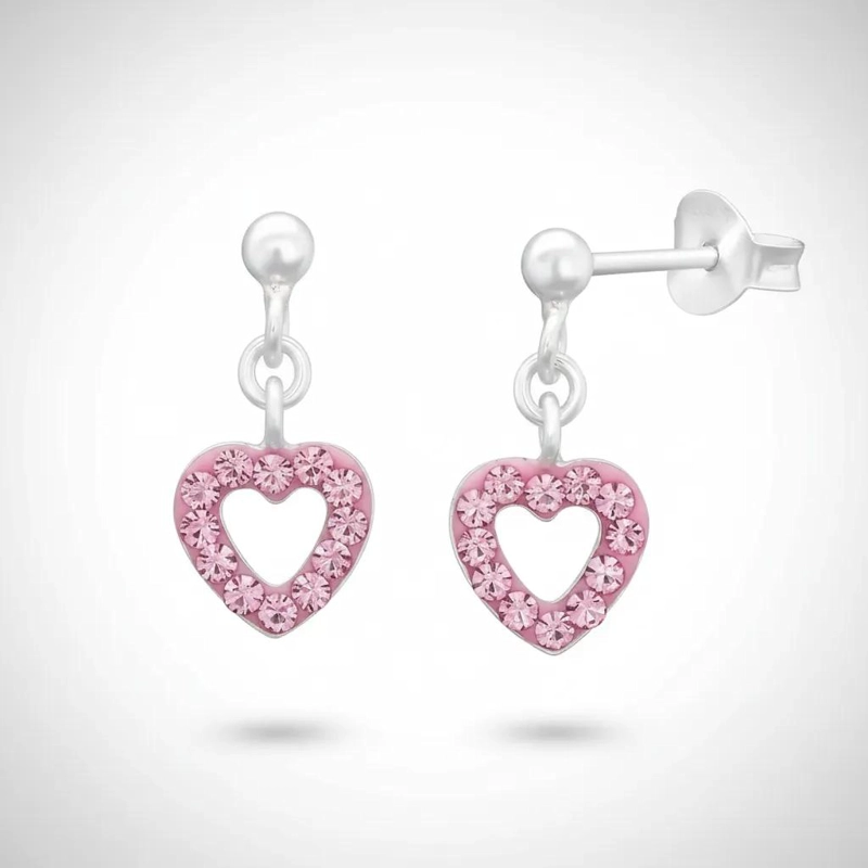 PENDIENTES DE PLATA CON COLGANTE DE CORAZON Y CRISTAL BRILLANTE - 5