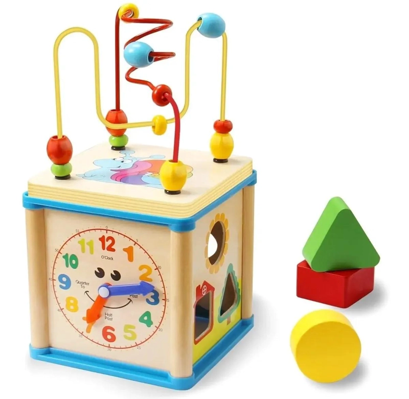 CUBO ENCAJE DIDACTICO DE MADERA PARA NIÑOS DE 1 A 3 AÑOS - 1