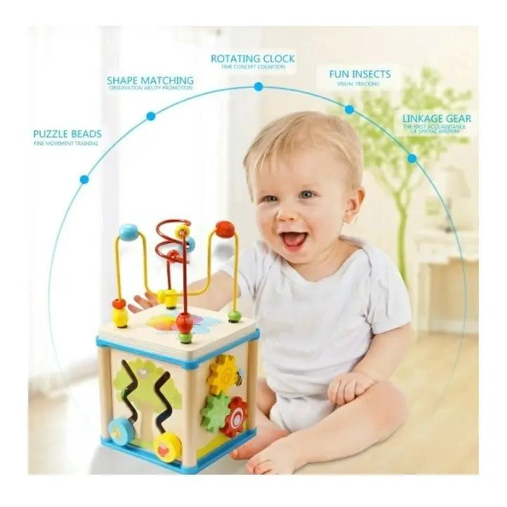 CUBO ENCAJE DIDACTICO DE MADERA PARA NIÑOS DE 1 A 3 AÑOS - 2