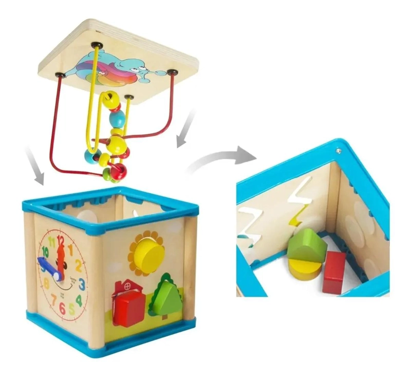 CUBO ENCAJE DIDACTICO DE MADERA PARA NIÑOS DE 1 A 3 AÑOS - 5