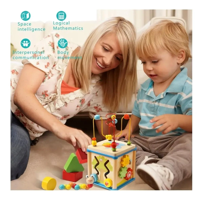 CUBO ENCAJE DIDACTICO DE MADERA PARA NIÑOS DE 1 A 3 AÑOS - 9
