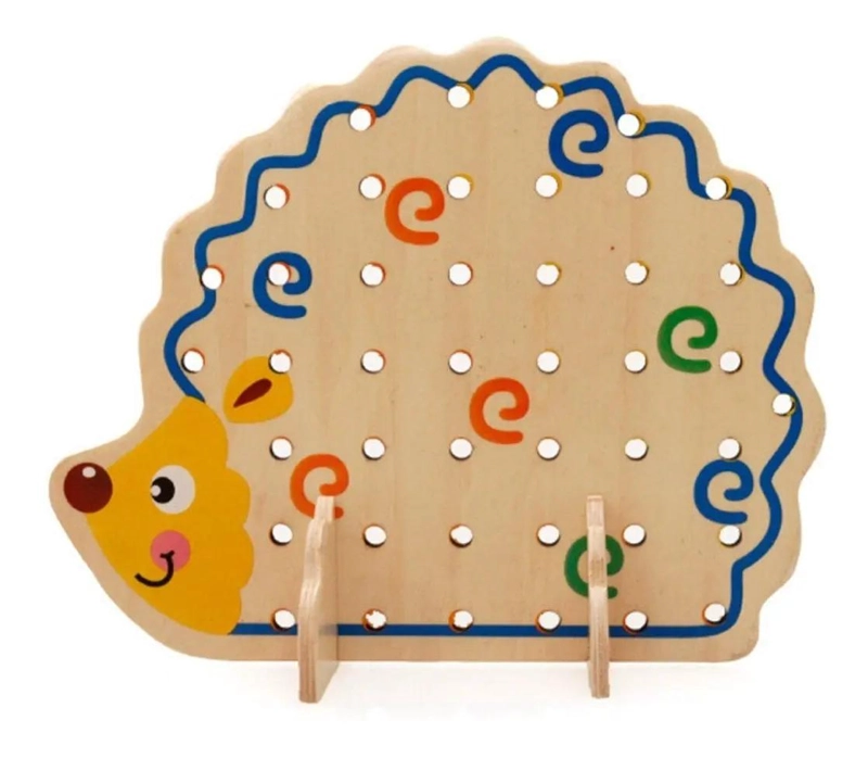 JUGUETE DE MADERA ERIZO CON CUENTAS DE COLORES - 4