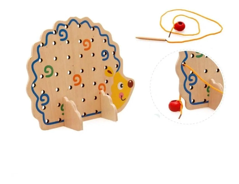 JUGUETE DE MADERA ERIZO CON CUENTAS DE COLORES - 8
