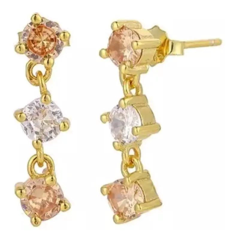 AROS COLGANTES DE PLATA LEY 925 CON BAÑO DE ORO - 1