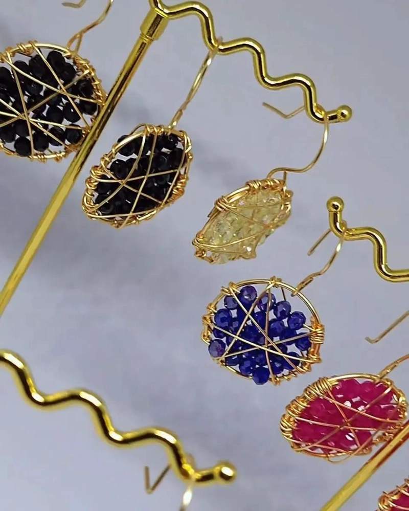 AROS COLGANTES BOHEMIOS BAÑADOS EN PLATA CON CRISTALES - 2