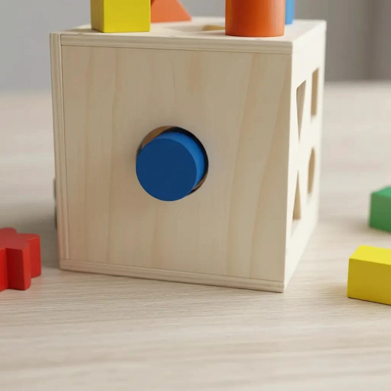 CUBO DE MADERA PARA ENCAJE CON FIGURAS GEOME TRICAS - 8