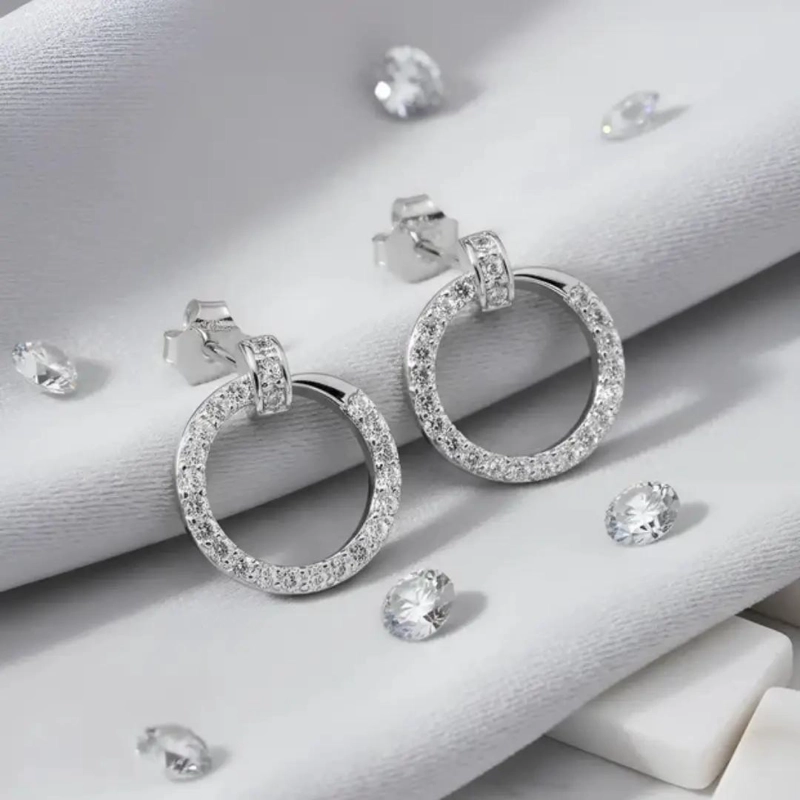 AROS CIRCULARES DE PLATA 925 CON CIRCONES BRILLANTES Y DISEÑO ELEGANTE - 5