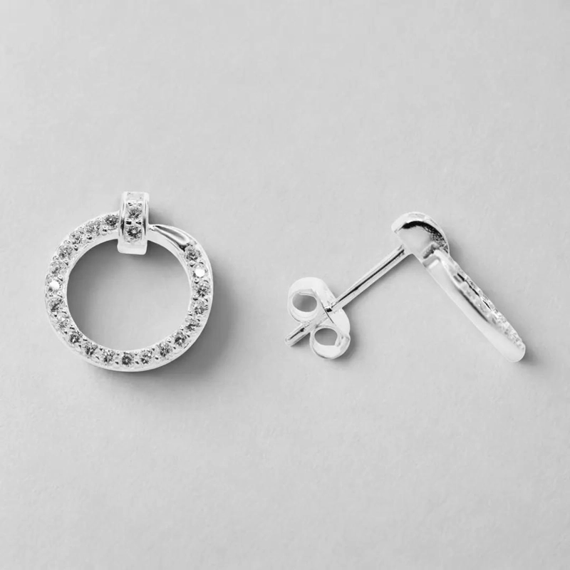 AROS CIRCULARES DE PLATA 925 CON CIRCONES BRILLANTES Y DISEÑO ELEGANTE - 9
