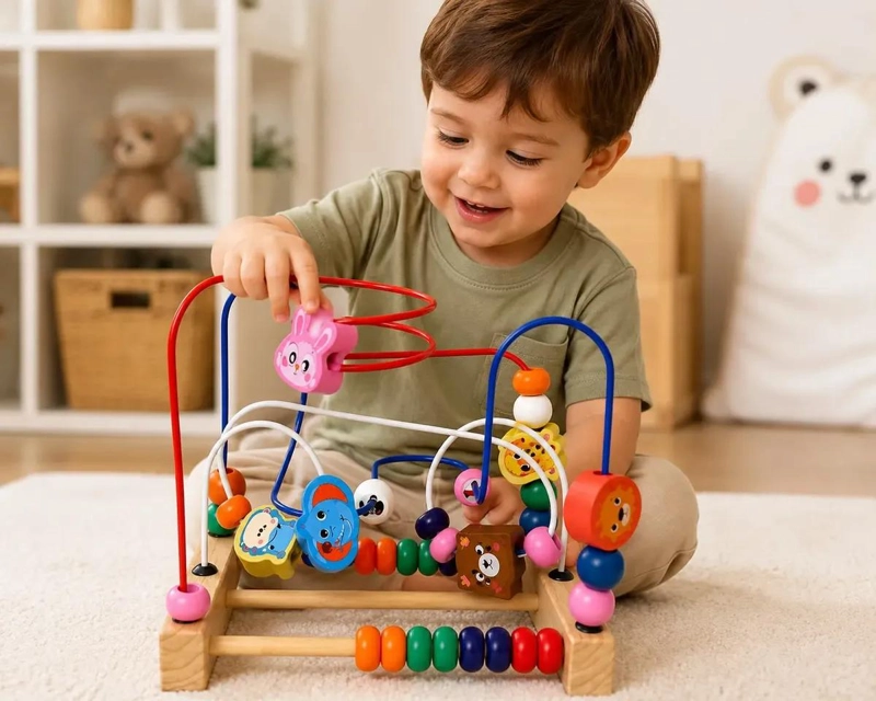 LABERINTO DIDACTICO DE MADERA CON ABACO PARA NIÑOS - 2