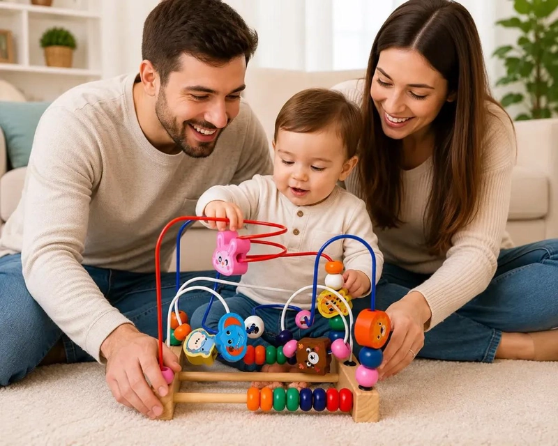 LABERINTO DIDACTICO DE MADERA CON ABACO PARA NIÑOS - 4