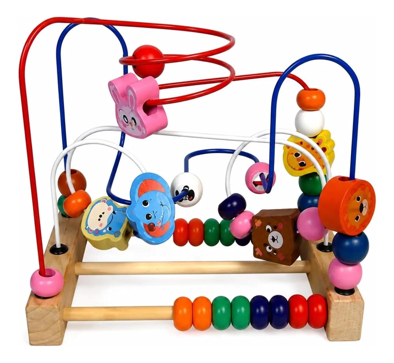 LABERINTO DIDACTICO DE MADERA CON ABACO PARA NIÑOS - 7
