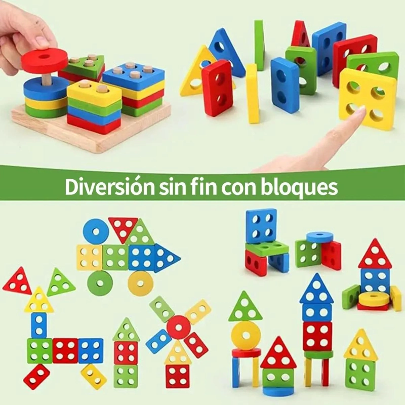 PACK DE 10 JUGUETES DIDACTICOS DE MADERA PARA APRENDIZAJE INFANTIL - 4