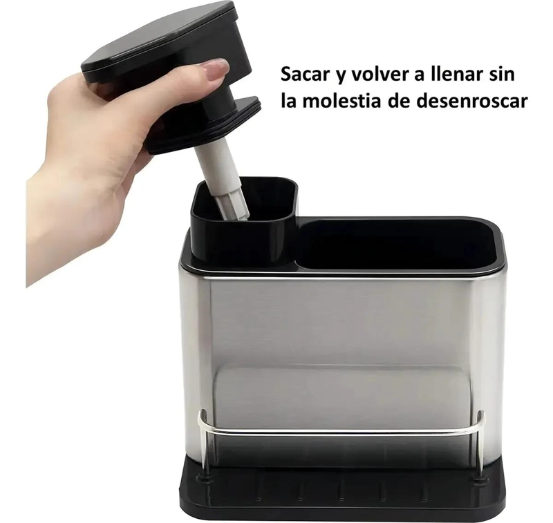 ORGANIZADOR DE LAVAPLATO DE ACERO INOXIDABLE CON DISPENSA DE JABON - 3