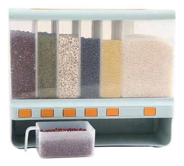 DISPENSADOR ORGANIZADOR DE GRANOS CON 6 COMPARTIMENTOS - 1