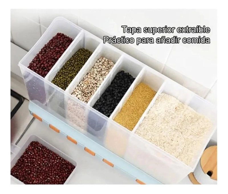 DISPENSADOR ORGANIZADOR DE GRANOS CON 6 COMPARTIMENTOS - 4