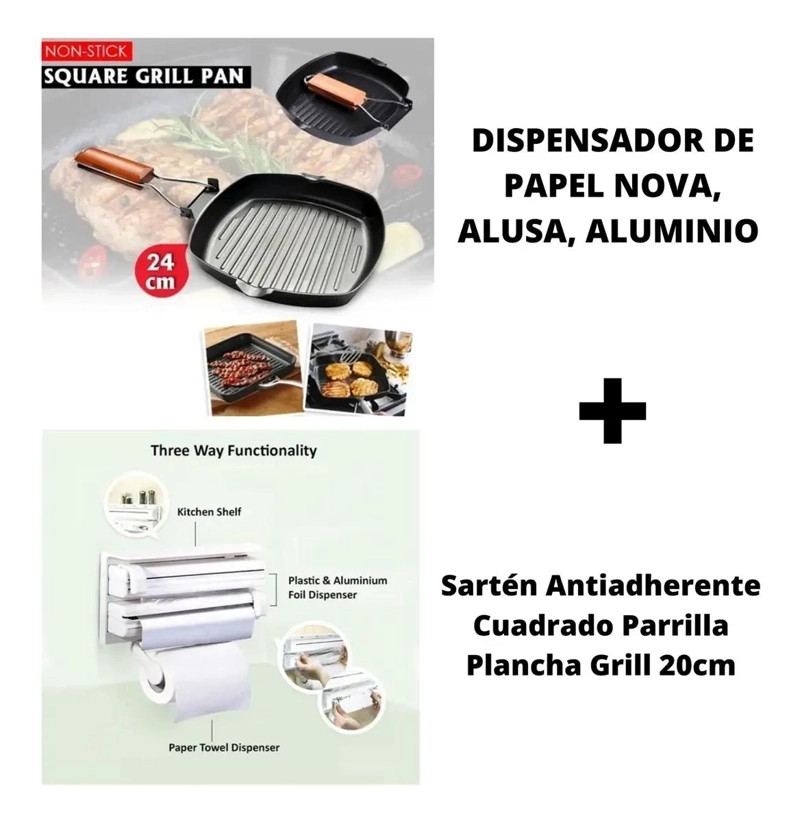 DISPENSADOR TRIPLE DE PAPEL Y SARTE N ANTIADHERENTE 20CM - 2