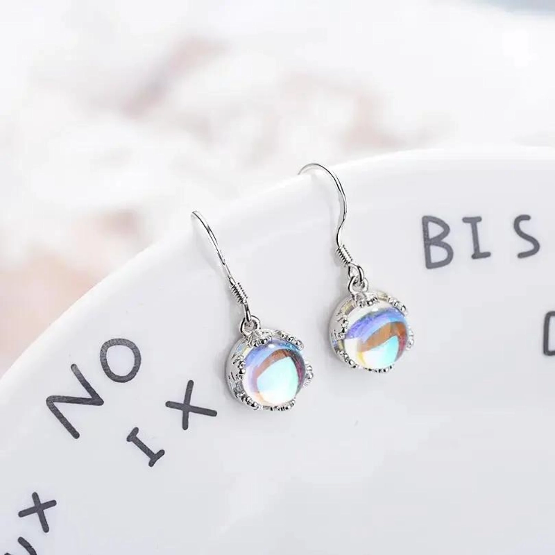 AROS ELEGANTES REDONDOS DE CIRCON BAÑADOS EN PLATA - 4